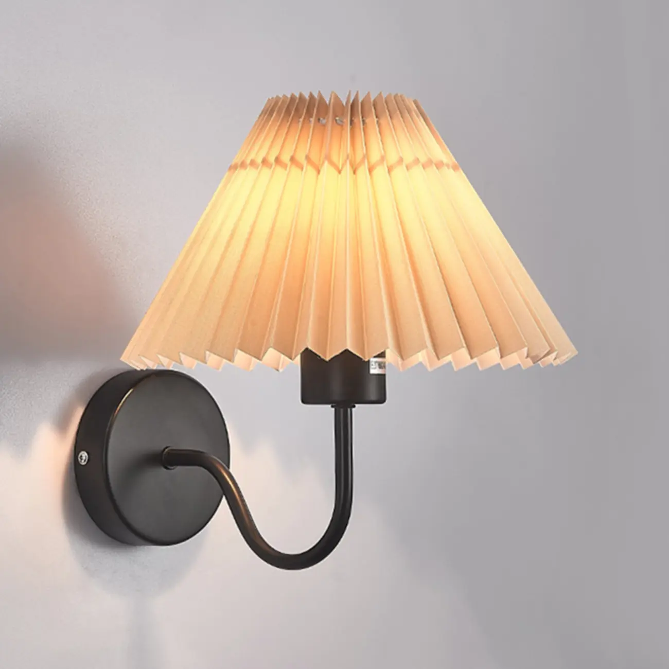 Indoor Elegant Cone Fabric Pleated Shade Wall Light Image - 3 | homeyfad