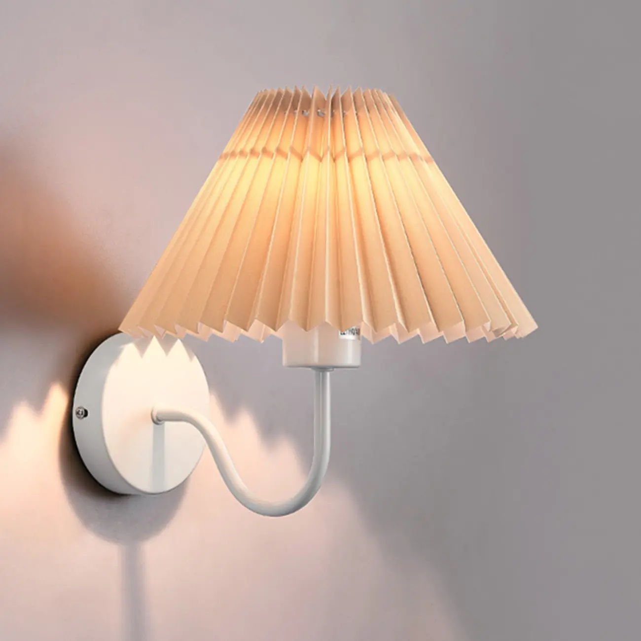 Indoor Elegant Cone Fabric Pleated Shade Wall Light Image - 7 | homeyfad
