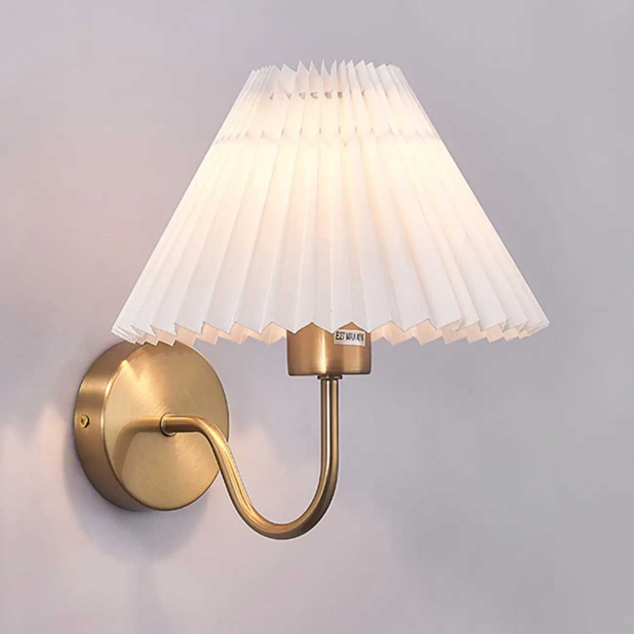 Indoor Elegant Cone Fabric Pleated Shade Wall Light Image - 10 | homeyfad