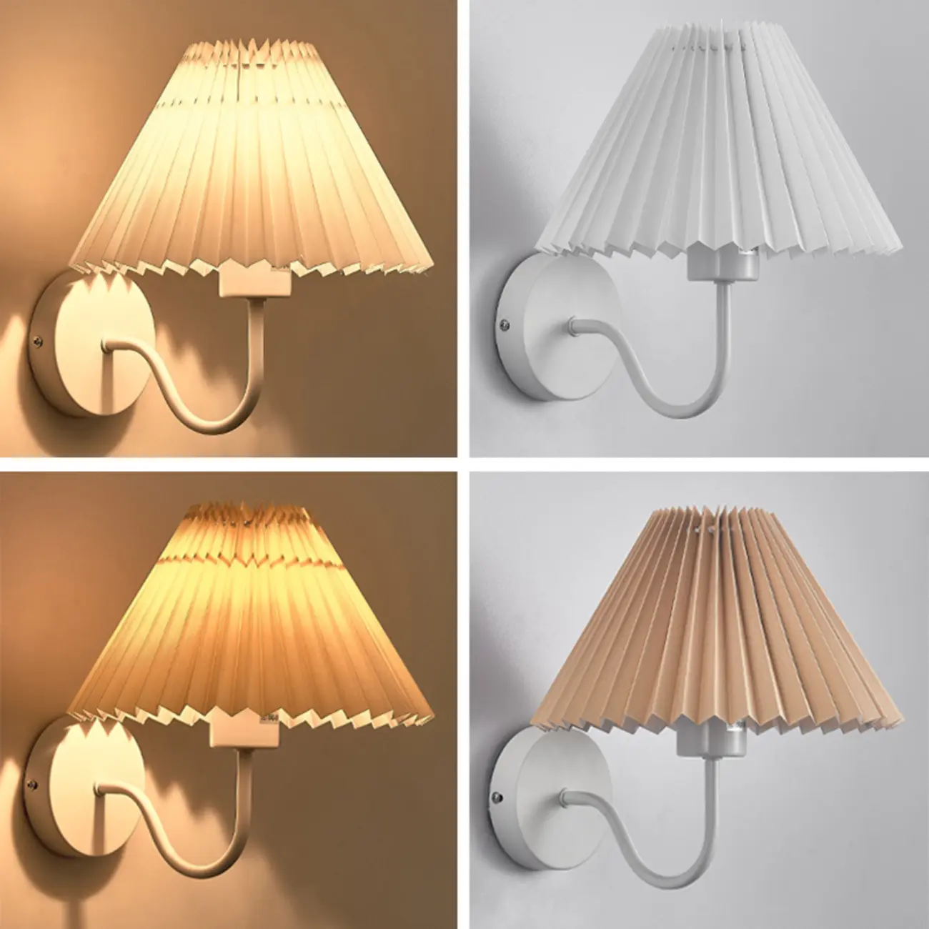 Indoor Elegant Cone Fabric Pleated Shade Wall Light Image - 13 | homeyfad