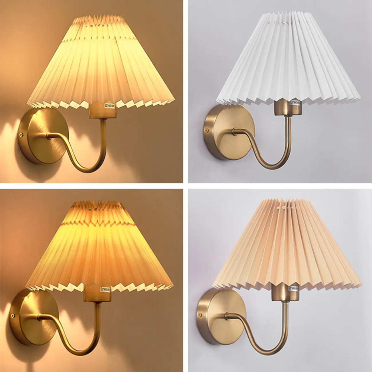 Indoor Elegant Cone Fabric Pleated Shade Wall Light Image - 14 | homeyfad