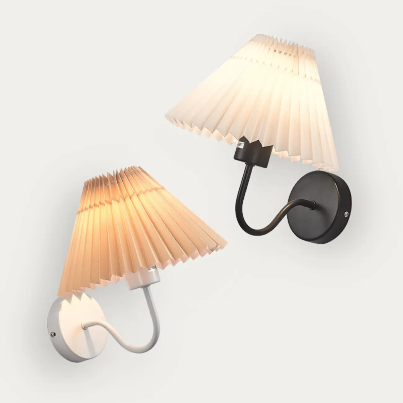 Indoor Elegant Cone Fabric Pleated Shade Wall Light Image - 15 | homeyfad