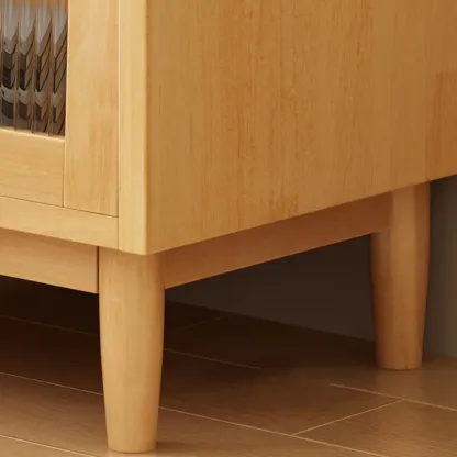 Scandinavian Natural Finish Flip-up Solid Wood Nightstand Image - 14