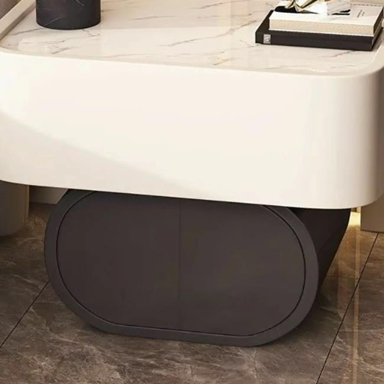 Modern Small Stone Top Wood 2 Drawer Nightstand Image - 6 | homeyfad