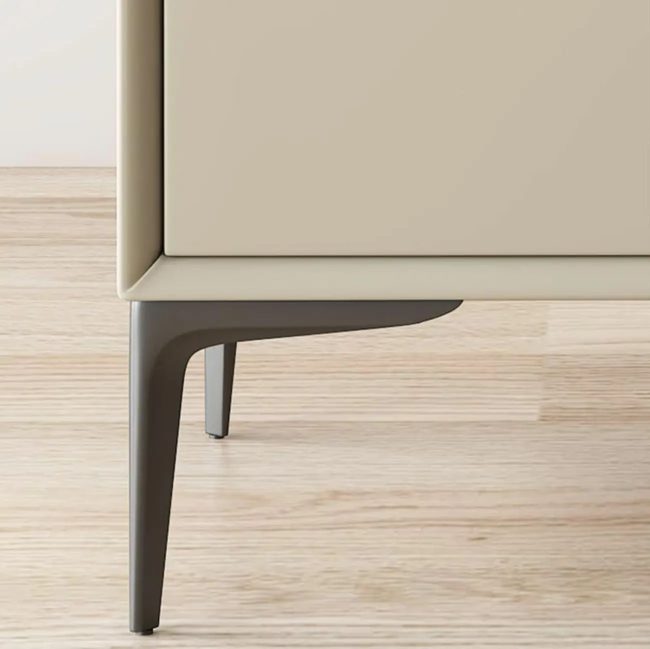 Modern Apricot Faux Leather Wood 2-Drawer Nightstand Image - 12 | homeyfad