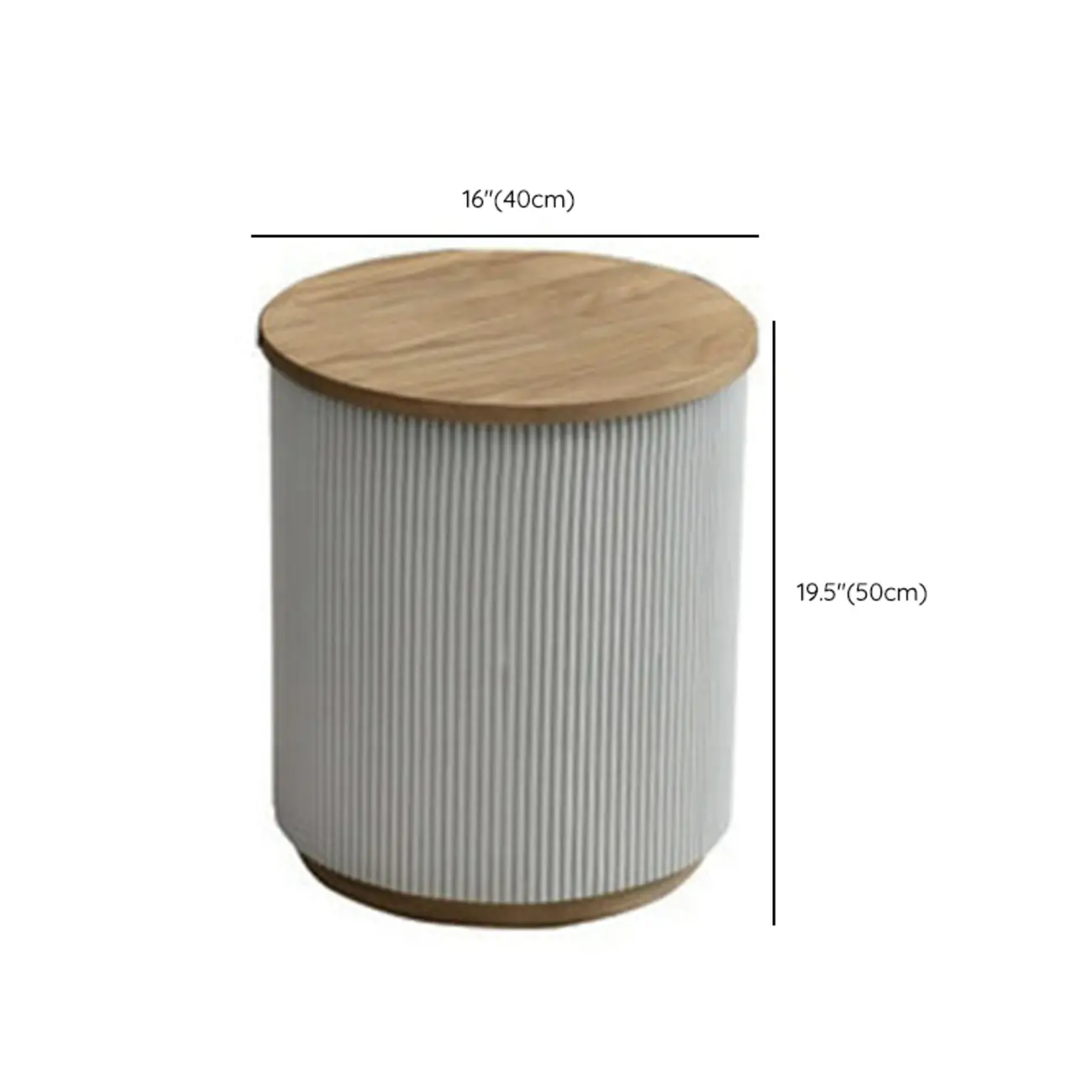 Scandinavian Wood Gray Cylinder Coffee Table with 2 Drawers #size