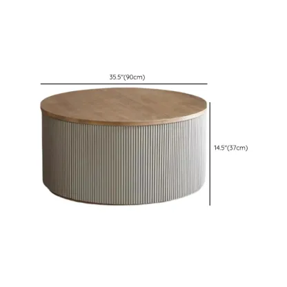 Scandinavian Wood Gray Cylinder Coffee Table with 2 Drawers Image - 10