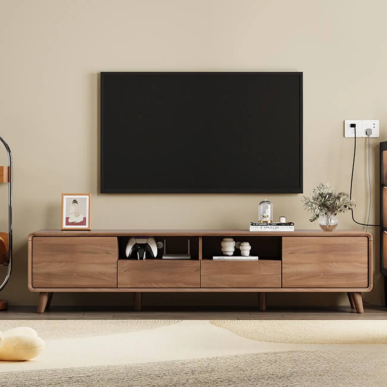 Modern Wood TV Stand with Storage for Living Room | homeyfad