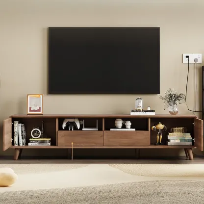 Modern Wood TV Stand with Storage for Living Room