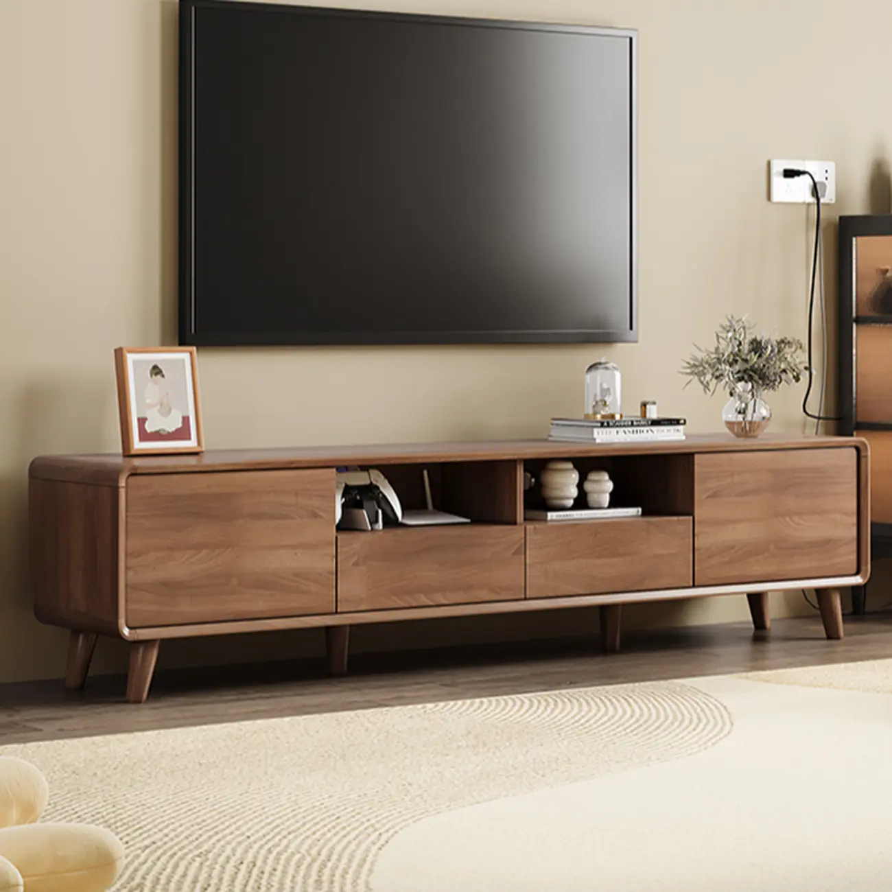Modern Wood TV Stand with Storage for Living Room | homeyfad