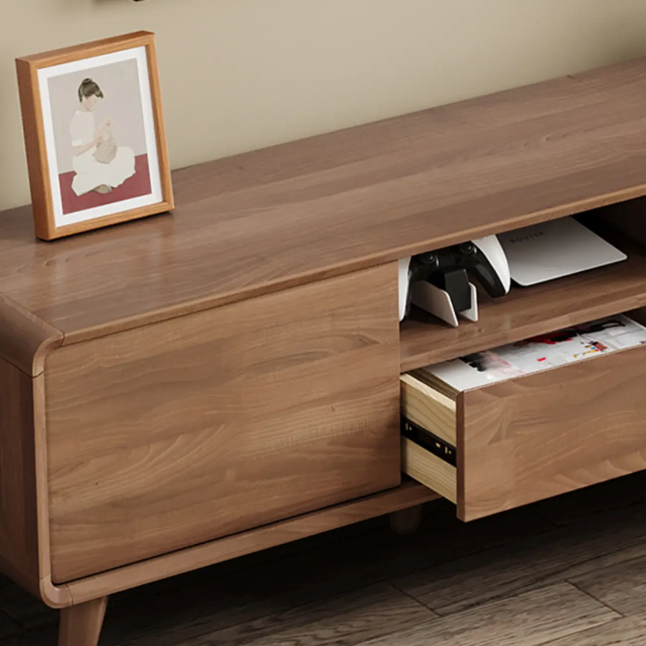 Modern Wood TV Stand with Storage for Living Room | homeyfad