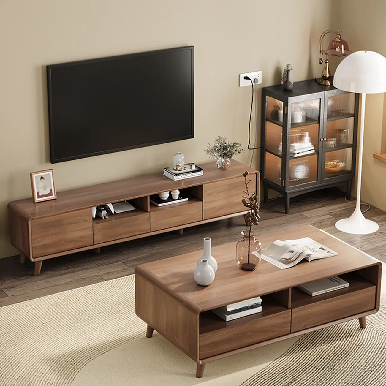 Modern Wood TV Stand with Storage for Living Room | homeyfad