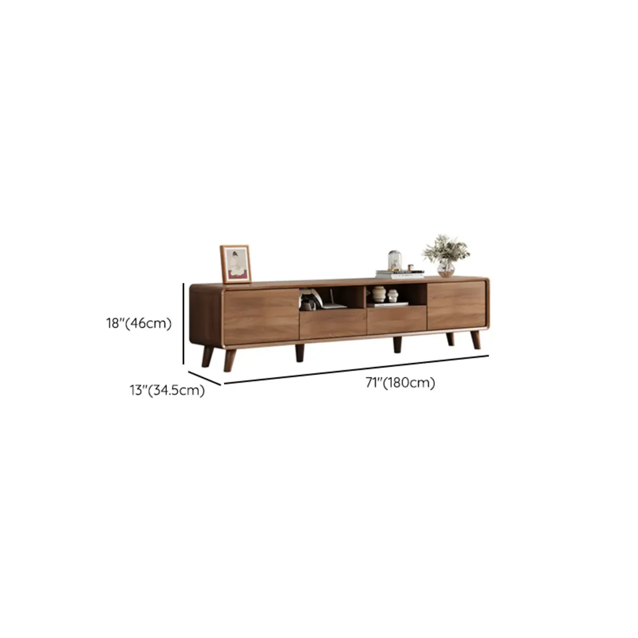 Modern Wood TV Stand with Storage for Living Room