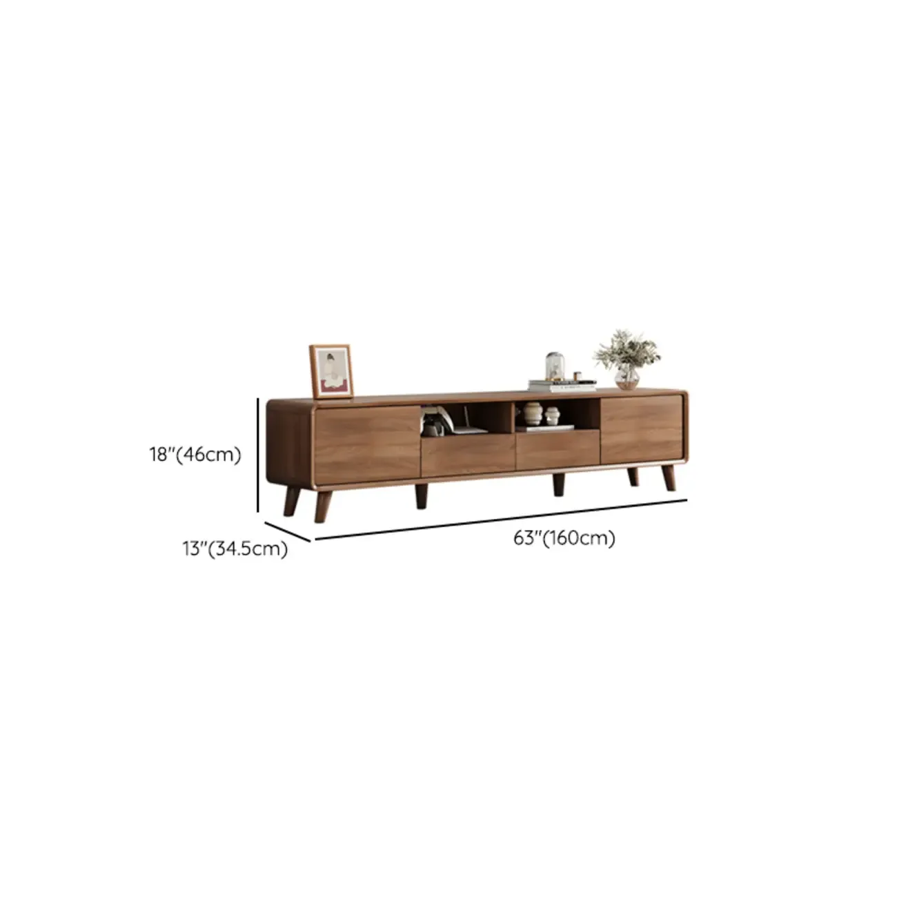 Modern Wood TV Stand with Storage for Living Room