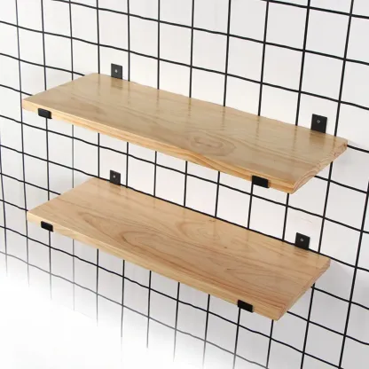 Art Deco Natural Finish Pine Wood Wall- Mounted Storage Ladder Image - 3