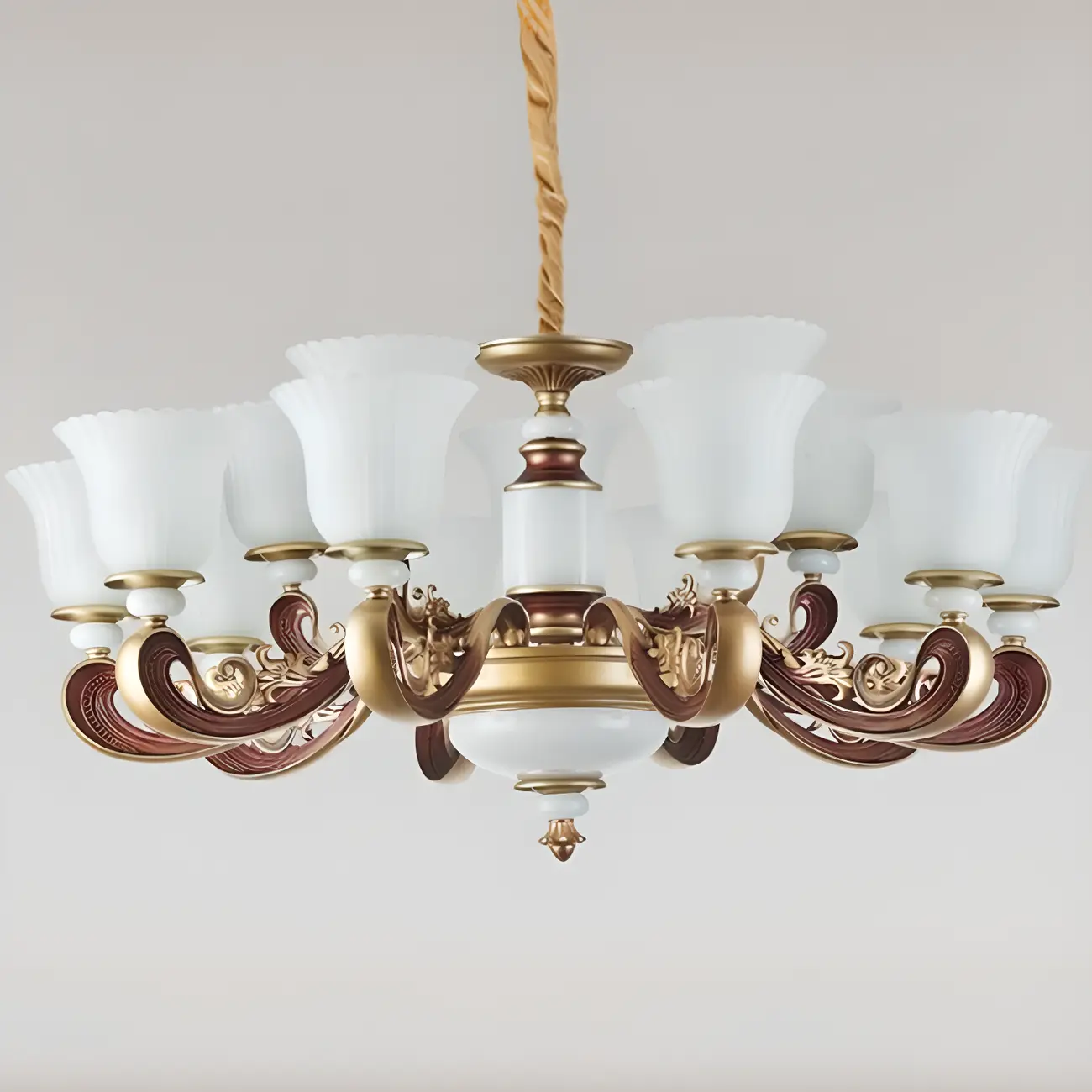 Adjustable Dining Room Gold Glass Bell Shape Up Light Chandelier | homeyfad