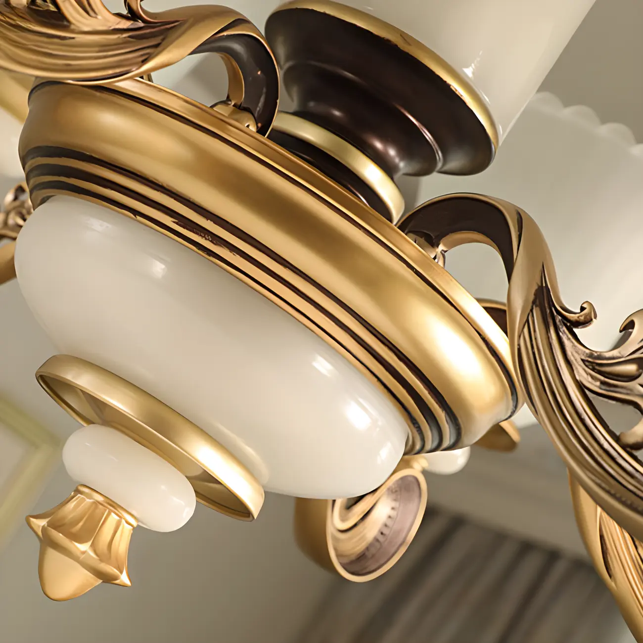 Adjustable Dining Room Gold Glass Bell Shape Up Light Chandelier | homeyfad