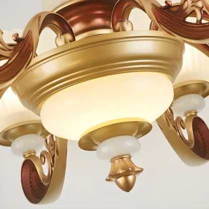 Adjustable Dining Room Gold Glass Bell Shape Up Light Chandelier