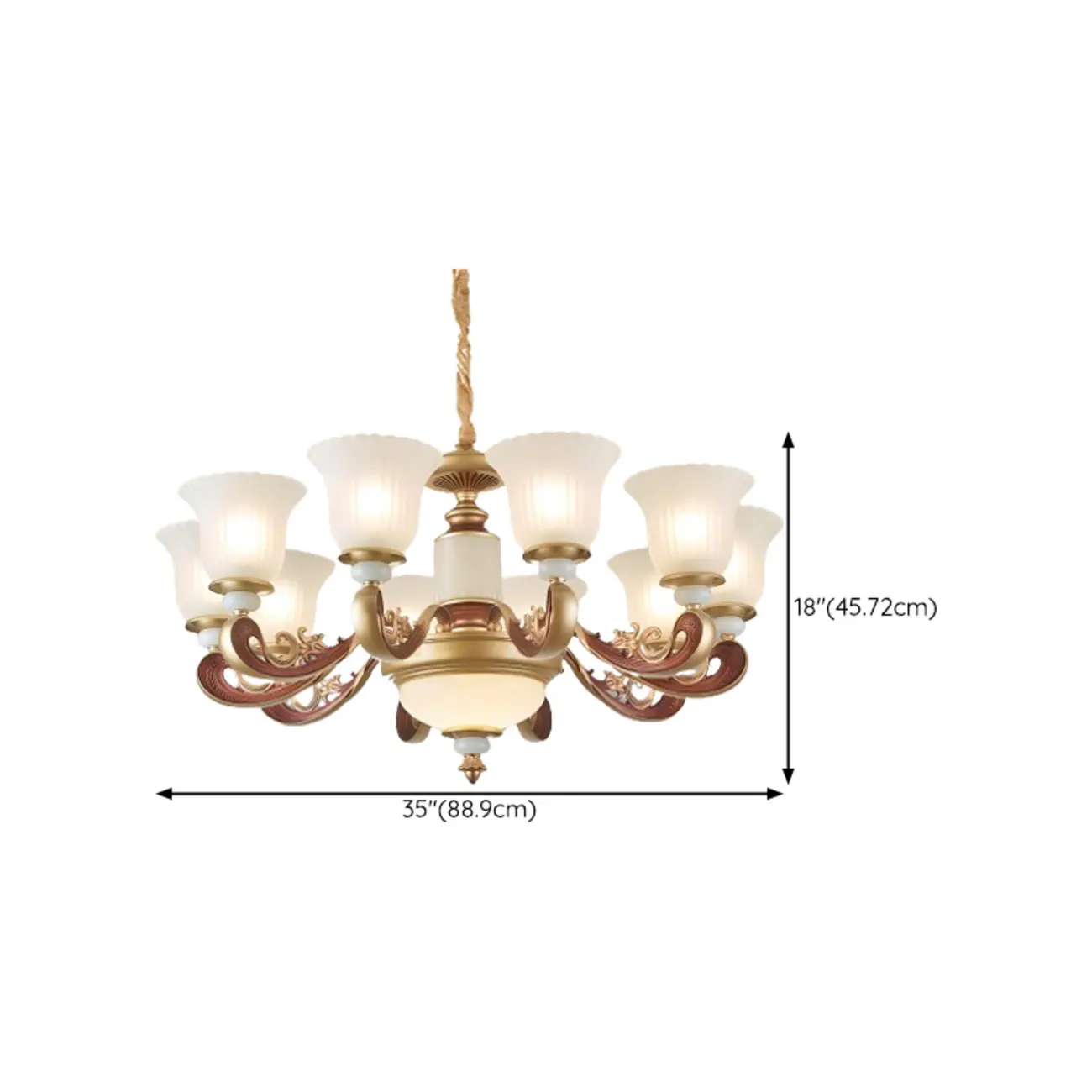 Adjustable Dining Room Gold Glass Bell Shape Up Light Chandelier | homeyfad