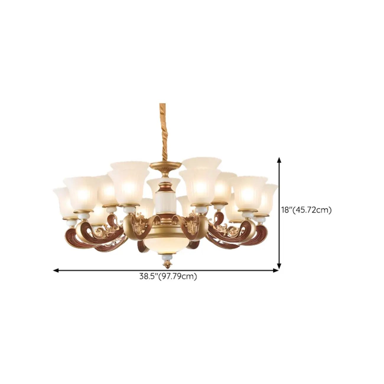 Adjustable Dining Room Gold Glass Bell Shape Up Light Chandelier | homeyfad