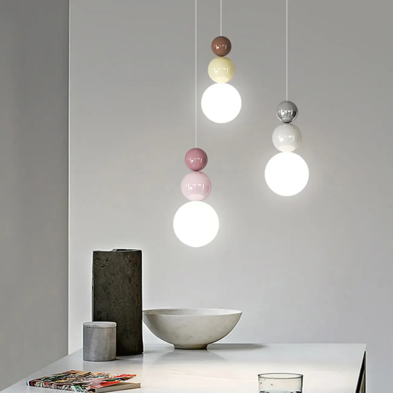Modern Globe Pendant Light with Adjustable Cords Image - 2