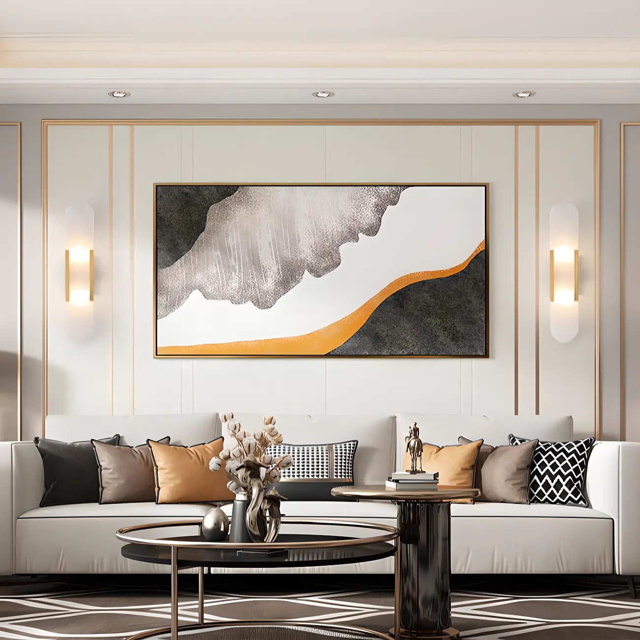 Modern Brass Oval Wall Light with Stone Chalk Shade Image - 1 | homeyfad