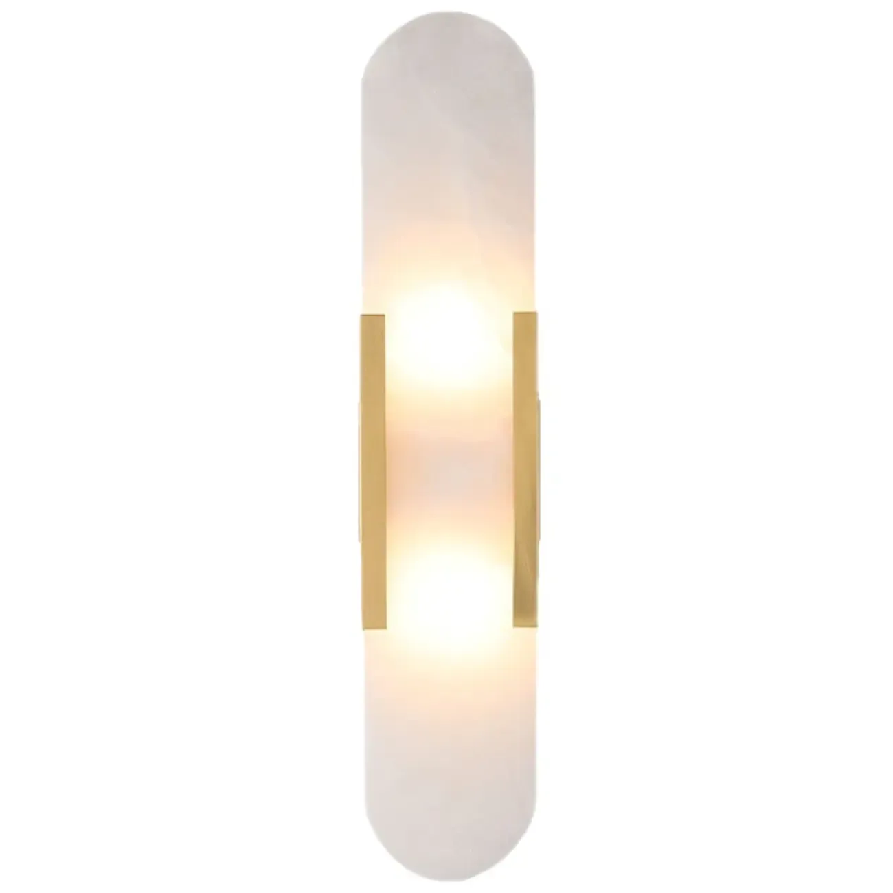 Modern Brass Oval Wall Light with Stone Chalk Shade Image - 9