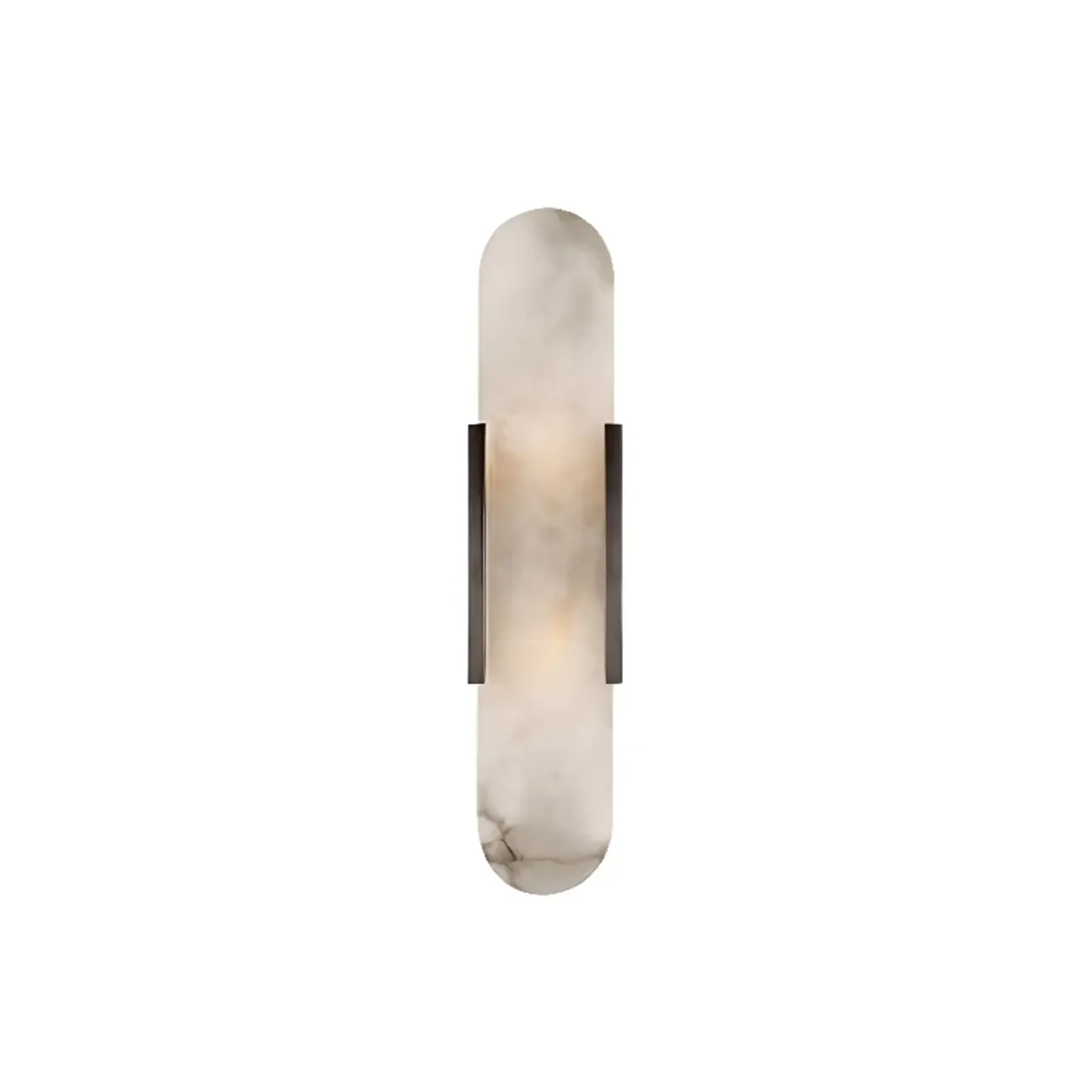 Modern Brass Oval Wall Light with Stone Chalk Shade Image - 10