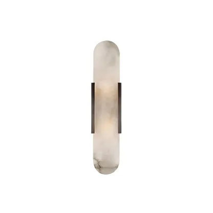 Modern Brass Oval Wall Light with Stone Chalk Shade Image - 10