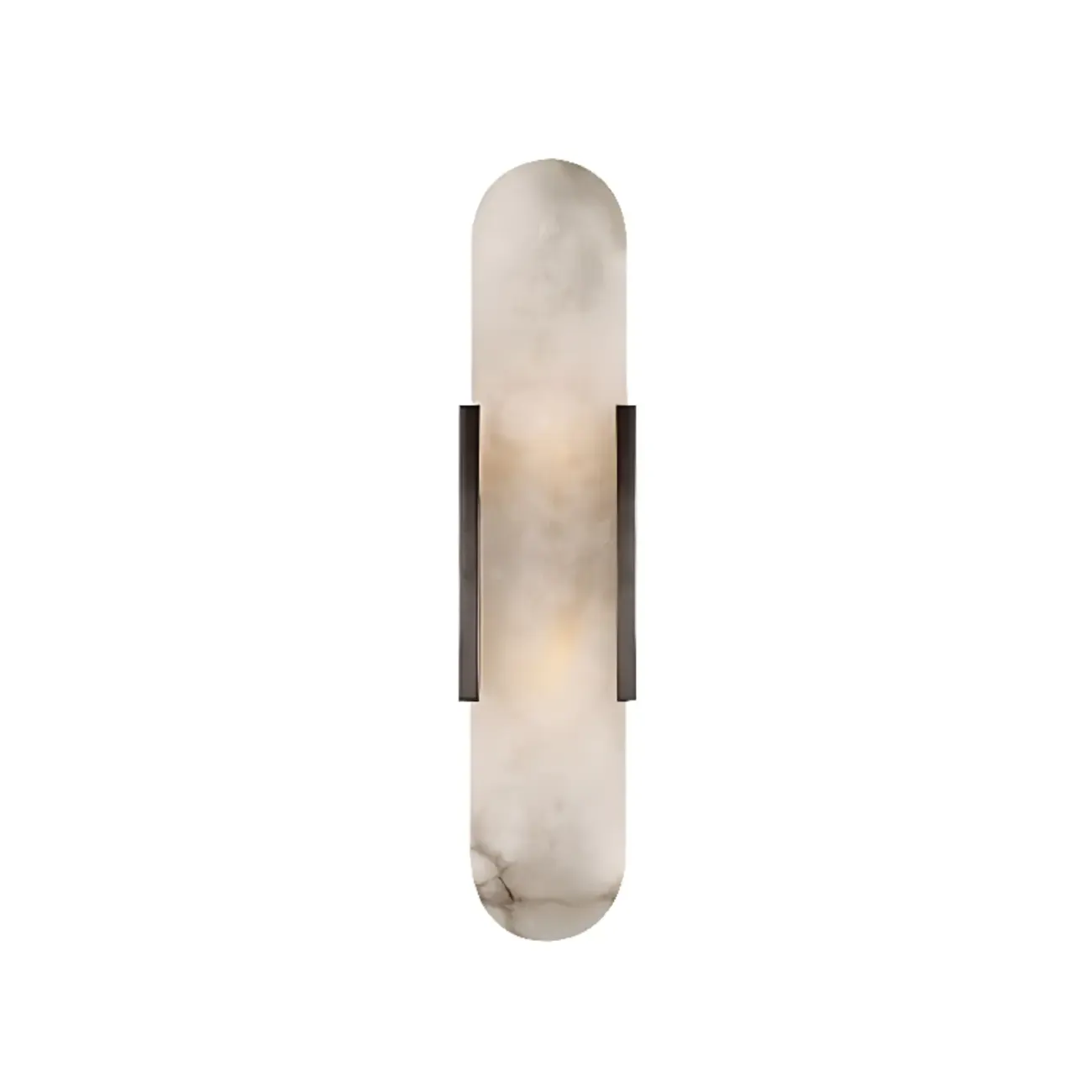 Modern Brass Oval Wall Light with Stone Chalk Shade Image - 11
