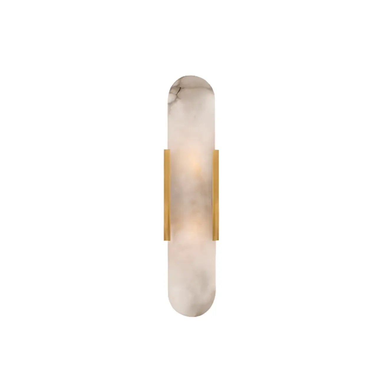 Modern Brass Oval Wall Light with Stone Chalk Shade Image - 12