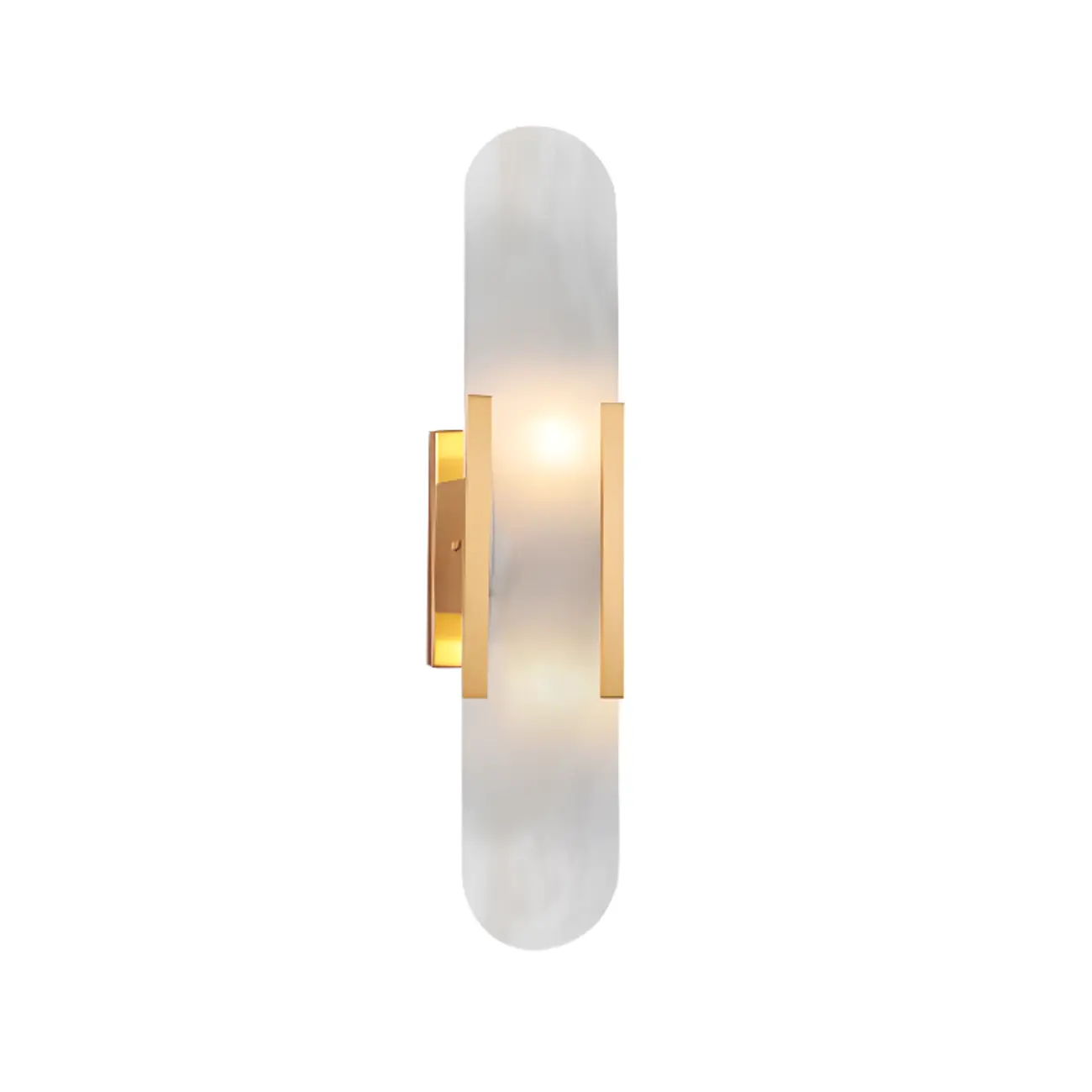 Modern Brass Oval Wall Light with Stone Chalk Shade Image - 14 | homeyfad
