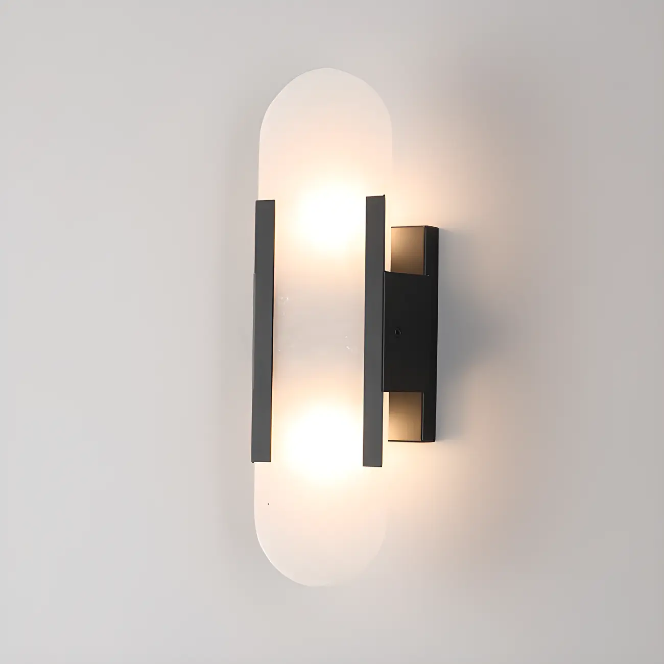 Modern Brass Oval Wall Light with Stone Chalk Shade Image - 7 | homeyfad