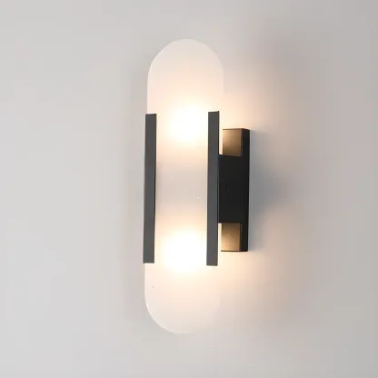 Modern Brass Oval Wall Light with Stone Chalk Shade Image - 7