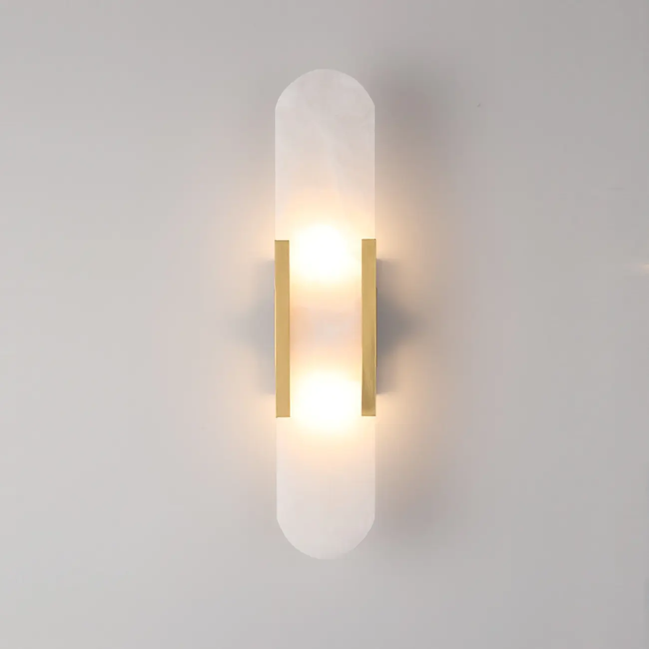 Modern Brass Oval Wall Light with Stone Chalk Shade Image - 6 | homeyfad