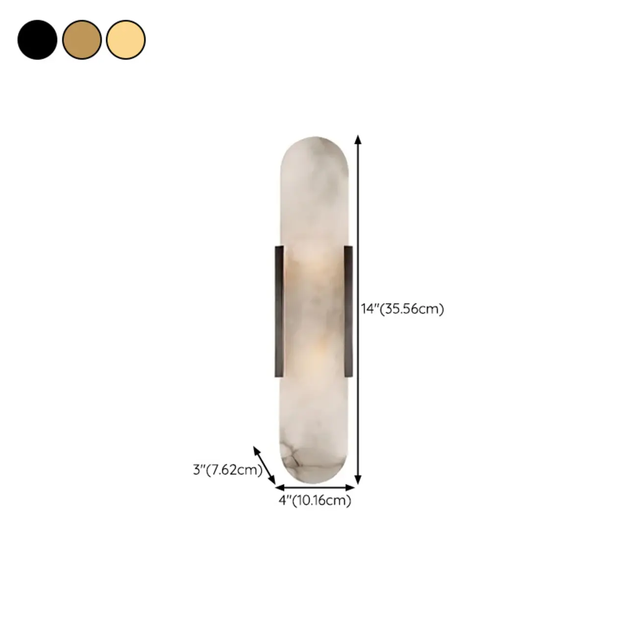 Modern Brass Oval Wall Light with Stone Chalk Shade #size | homeyfad