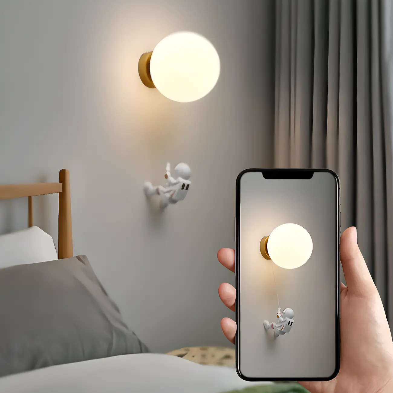 Kids Space-Themed Wall Light with Astronaut Design Image - 17 | homeyfad