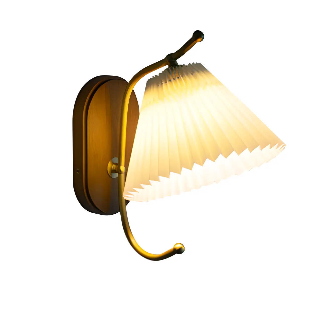 Modern Walnut Wall Light with Pleated Fabric Shade Image - 7 | homeyfad