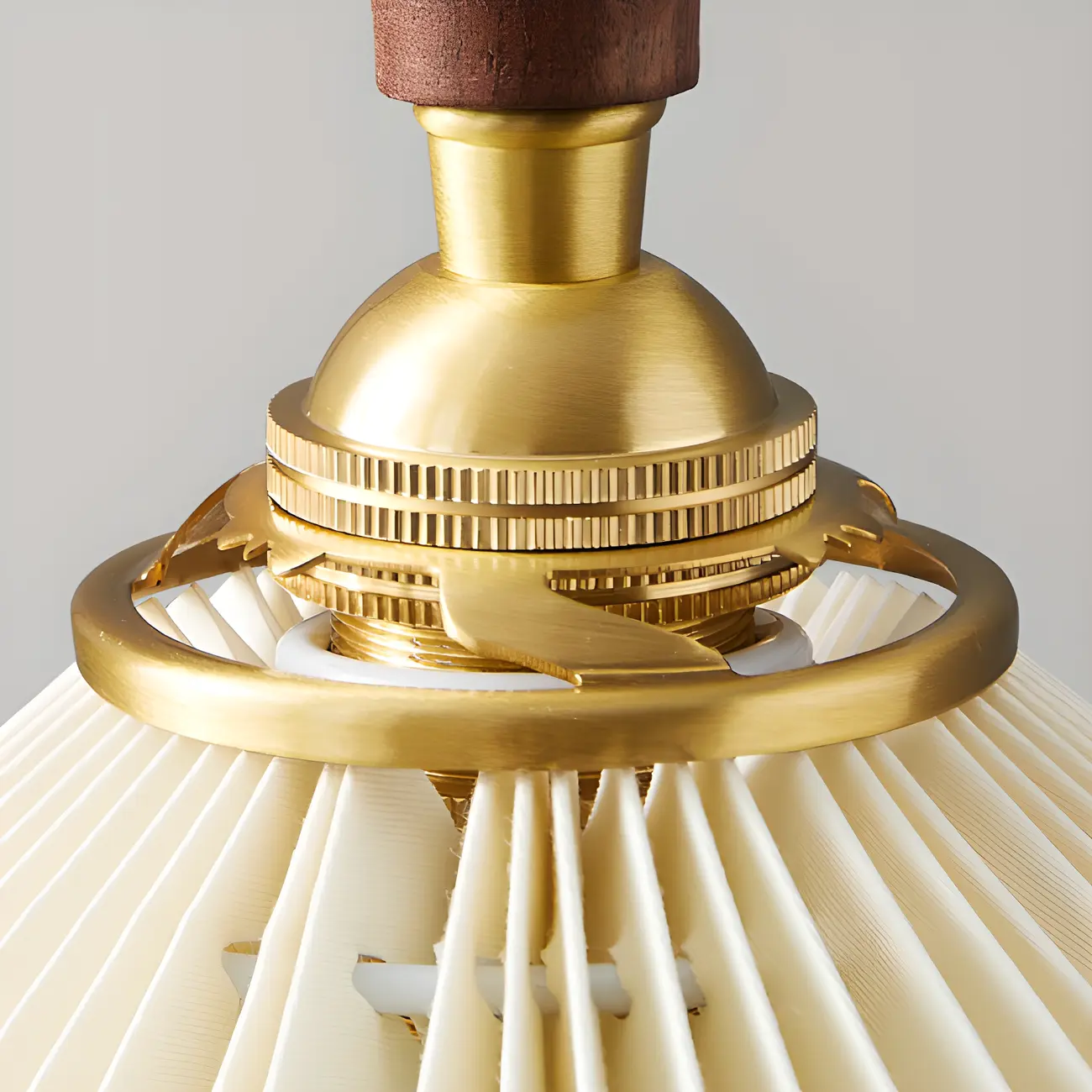 Modern Walnut Wall Light with Pleated Fabric Shade Image - 10 | homeyfad