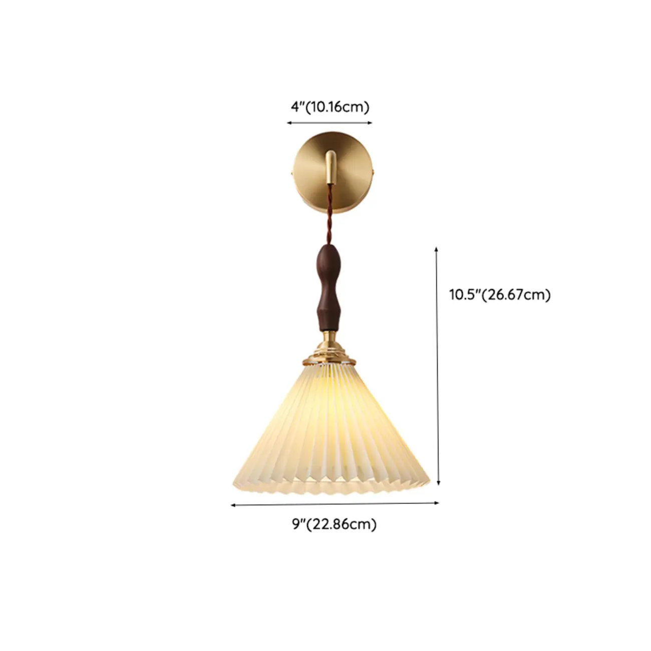 Modern Small Wall Sconce with Pleated Shade for Bedroom Use #size