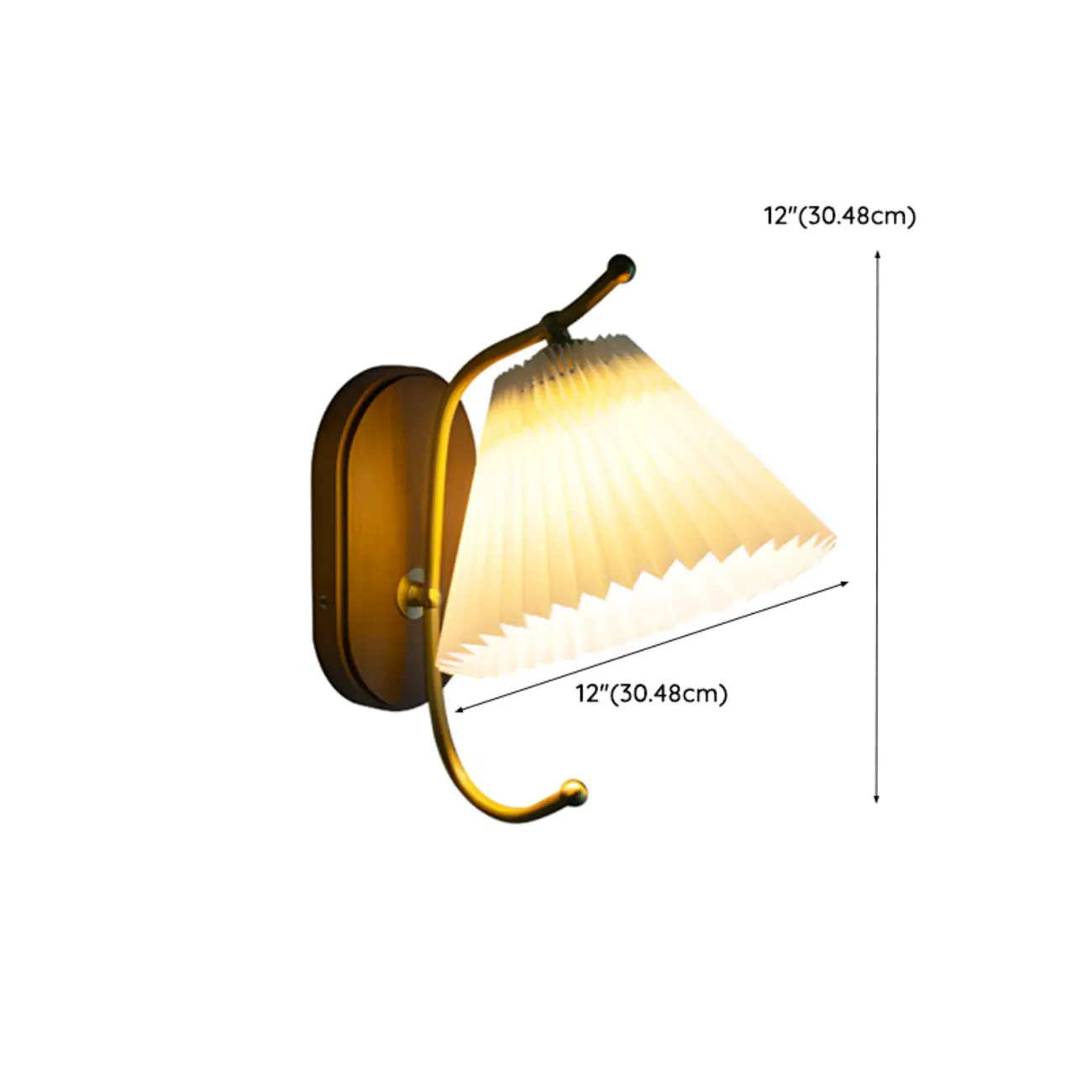 Modern Walnut Wall Light with Pleated Fabric Shade Image - 14 | homeyfad