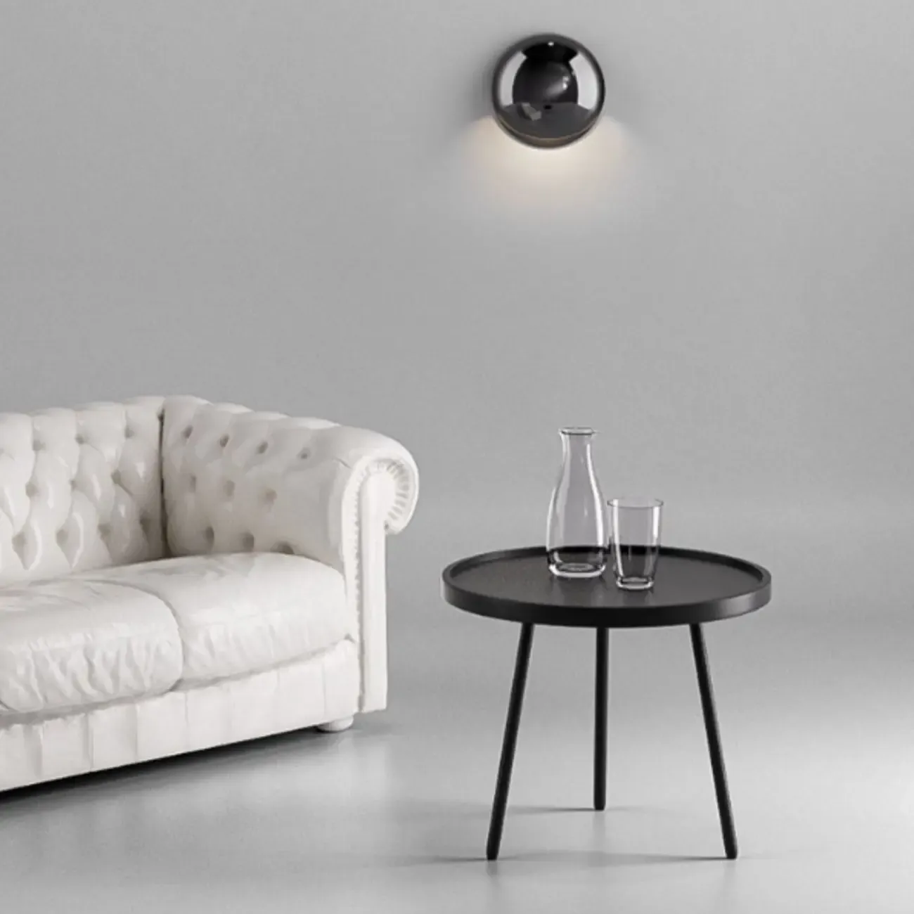 Modern Metallic Spherical 1-Light Wall Sconce Image - 3