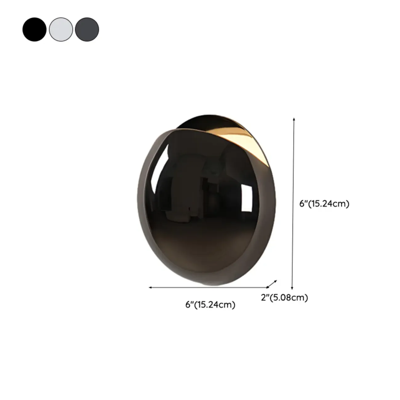 Modern Metallic Spherical 1-Light Wall Sconce #size