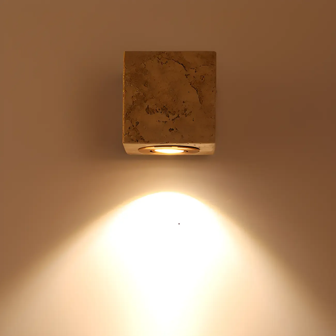 Modern Stone Beige Cube with Globe Wall Sconce Image - 3
