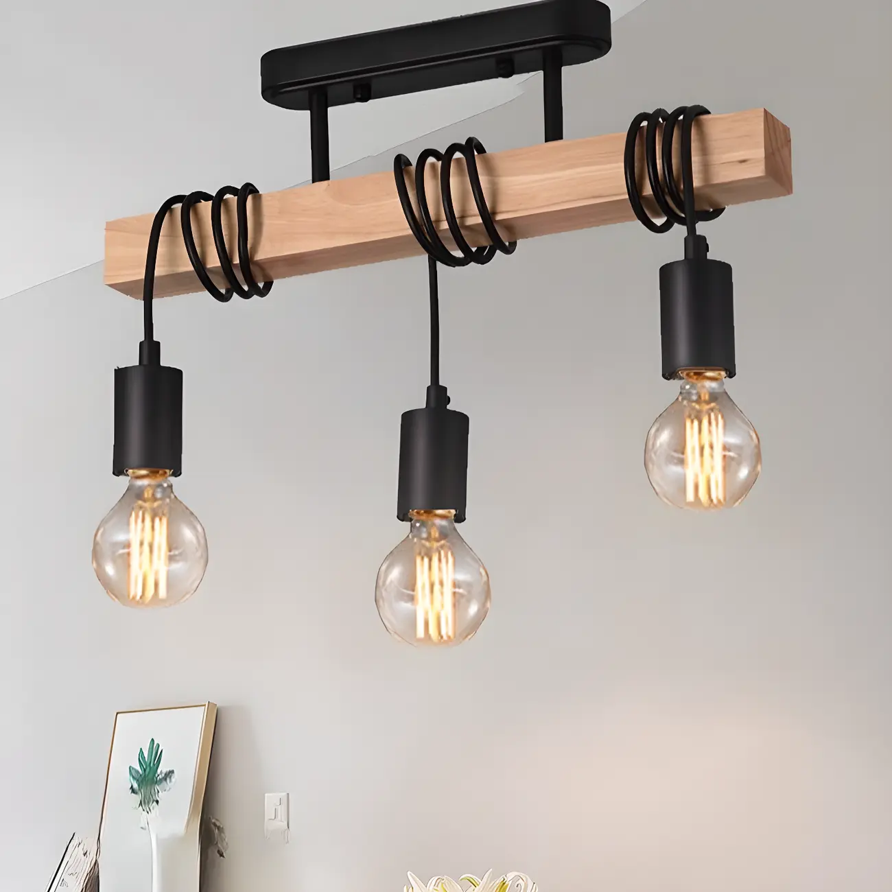 Industrial Black Metal Rhombus Island Light for Kitchen Image - 4 | homeyfad