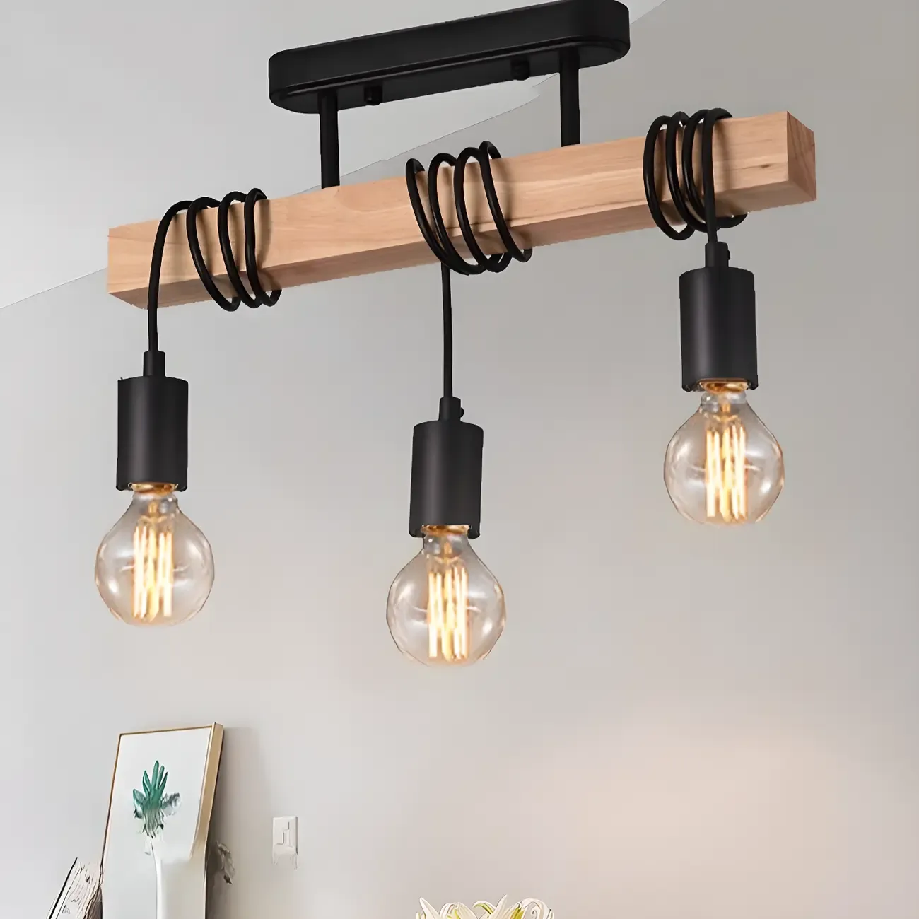 Industrial Black Metal Rhombus Island Light for Kitchen Image - 4