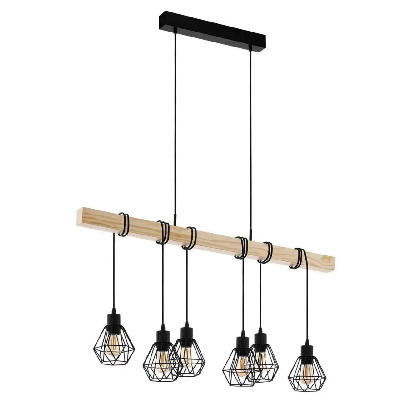 Industrial Black Metal Rhombus Island Light for Kitchen Image - 7