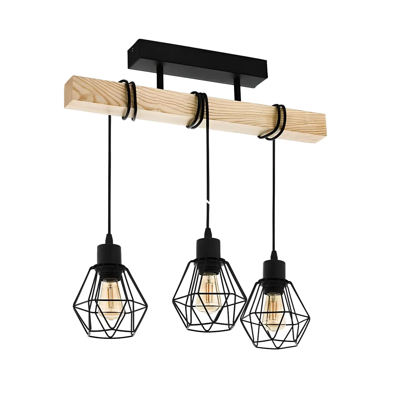 Industrial Black Metal Rhombus Island Light for Kitchen Image - 9