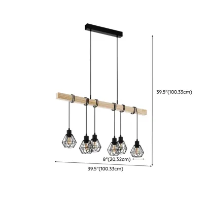 Industrial Black Metal Rhombus Island Light for Kitchen Image - 21