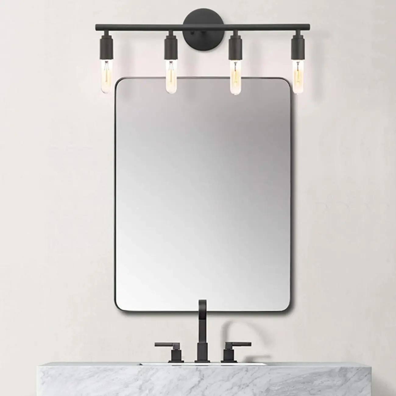 Industrial Black Metal 4-Light Cylinder Vanity Lights Image - 1 | homeyfad